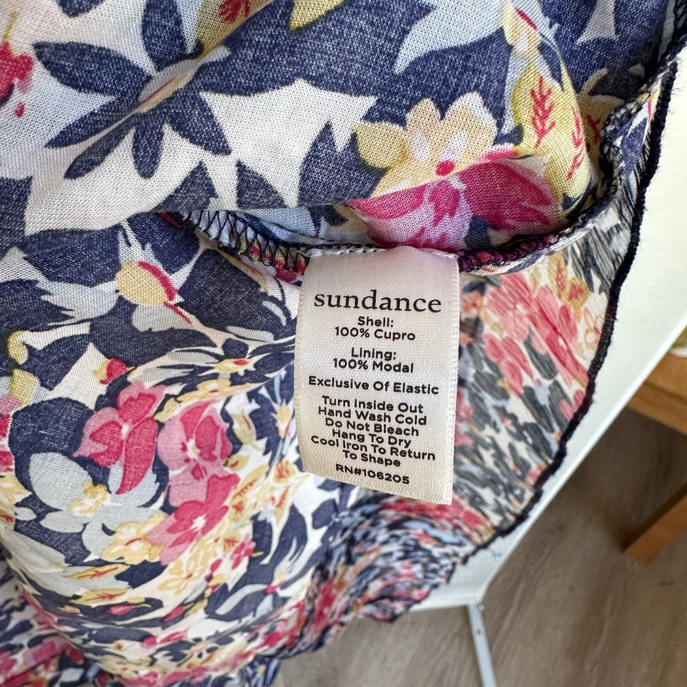 Sundance Flutter Sleeve Cupro Knee Length Button Floral Dress, size L - Picture 6 of 6